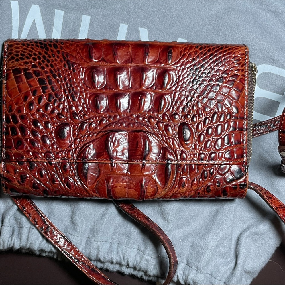 Brahmin Pecan Crocodile Embossed Crossbody Bag